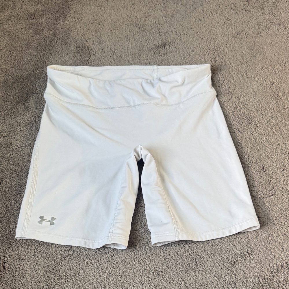 Under Armour White HeatGear Compression Shorts SIZE S High Rise Athletic